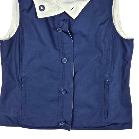 Lauren Ralph Lauren Vest Womens Large Navy White Reversible Collar Zip Pockets - Picture 5 of 10